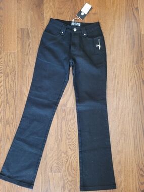 Versace Jeans Couture Black Bootcut Jeans Size 27 Silver Hardware Y2K Style